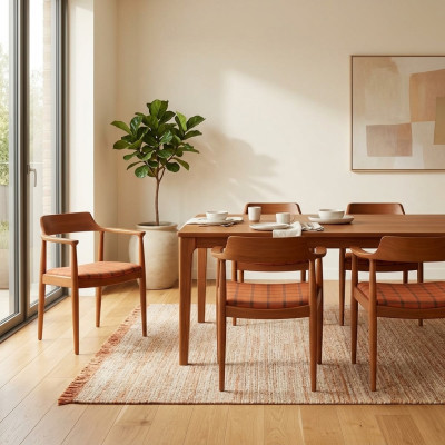 Zestaw 6 Krzesła Luxury Design Podkładka Solidny Drewno Siedziba Office jadalnia