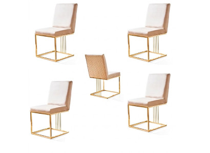 Design Krzesło Zestaw 4x Fotel Włókienniczy Krzesła Materiał jadalnia Nowa Podkładka