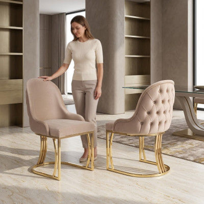 jadalnia Krzesła Drewno Luksusowy Krzesło Beżowy Salon Włoski Styl