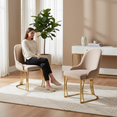 Zestaw 6 Fotel Krzesło Design Metal Material Podkładka Krzesła jadalnia Włókienniczy