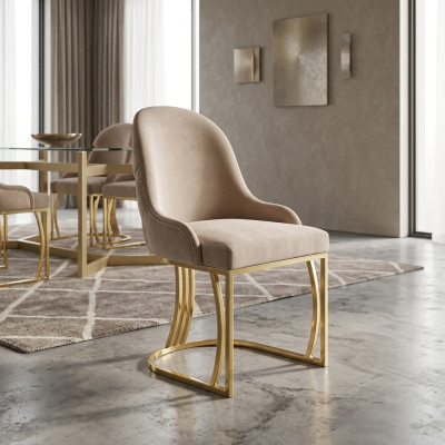 Zestaw 6 Fotel Krzesło Design Metal Material Podkładka Krzesła jadalnia Włókienniczy