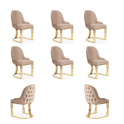 Zestaw 6 Fotel Krzesło Design Metal Material Podkładka Krzesła jadalnia Włókienniczy
