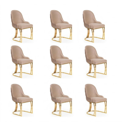 Design Krzesło Zestaw 8x Fotel Stal zagrożenia Włókienniczy Podkładka Krzesła jadalnia