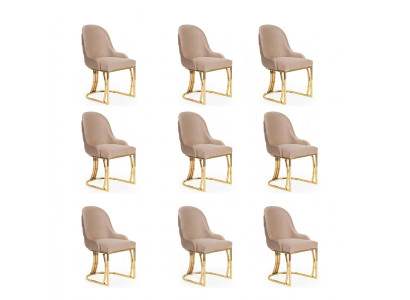 Design Krzesło Zestaw 8x Fotel Stal zagrożenia Włókienniczy Podkładka Krzesła jadalnia