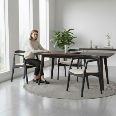 Zestaw 2x Materiał Solidne drewno Krzesło Grupa Design Krzesła Jadalnia Pokój dzienny