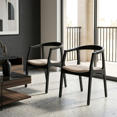 Zestaw 2x Materiał Solidne drewno Krzesło Grupa Design Krzesła Jadalnia Pokój dzienny