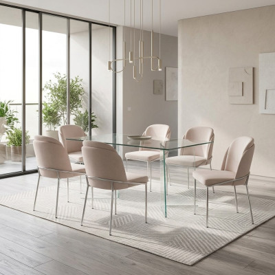 Krzesło 6x Jadalnia Pokój Krzesła Fotel Lounge Design Meble Stal nierdzewna