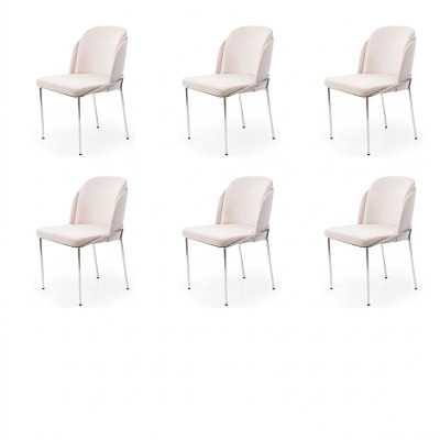 Krzesło 6x Jadalnia Pokój Krzesła Fotel Lounge Design Meble Stal nierdzewna
