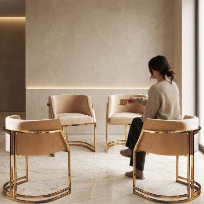 Kuchnia jadalnia Modern 4x Fotel Krzesło Stal nierdzewna Materiał Podkładka Krzesła