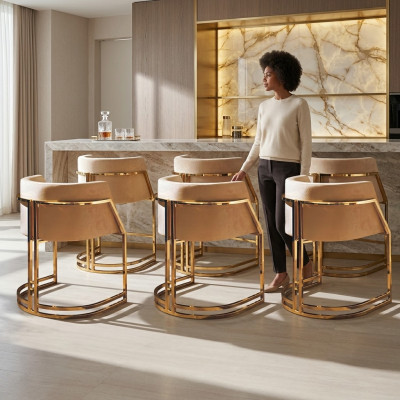 Kuchnia Krzesła Elegancki zestaw jadalnia Material 6 Krzesło Design Metal Włókienniczy