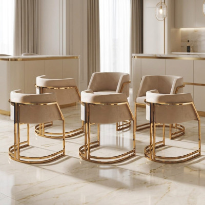 Kuchnia Krzesła Elegancki zestaw jadalnia Material 6 Krzesło Design Metal Włókienniczy