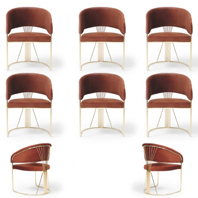 Design Podkładka Siedziba 6 Krzesła Grupy Ustawić Fotel Lounge Set Luxury