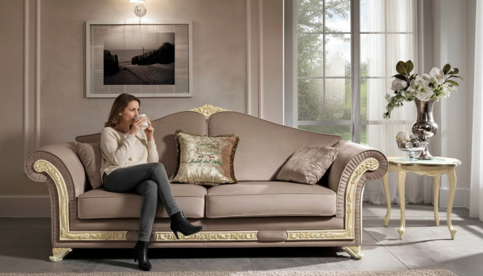 Sofa 3 miejsce do siedzenia Luksusowe Meble Salon Trzyosobowa Klasyczny Design Włoski