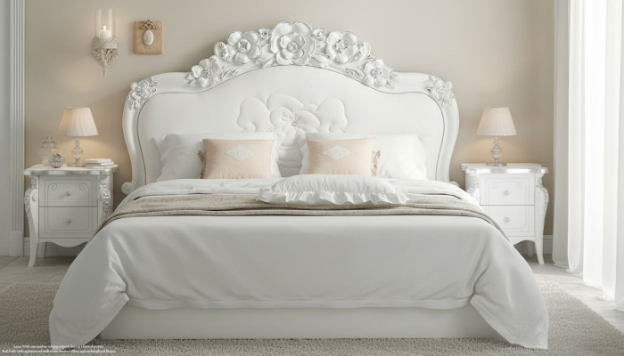 Łóżko Biały Sypialnia łóżko Drewno Luxury Meble Design Classic Hotel Double