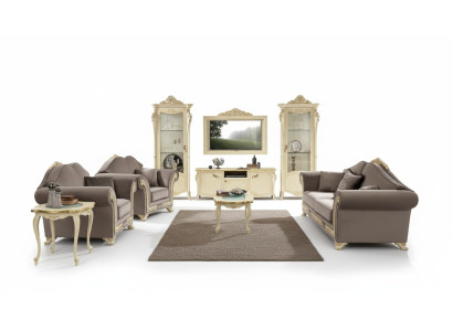 Zestaw do salonu Zestaw sofowy Drewno do salonu klasyczny design Włochy Zestaw 9 sztuk.
