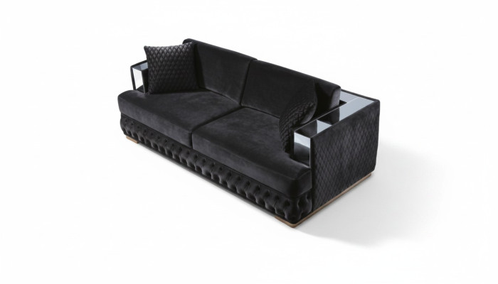 Sofa Trzyosobowa Chesterfield Czarne Sofy Włókienniczy Skóra Sofa Kanapy