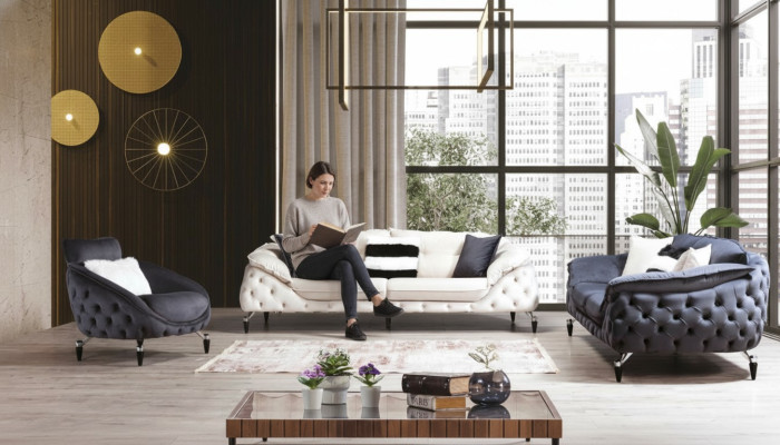 Kanapa trzyosobowa Chesterfield Podkładka Sofy Włókienniczy Skóra Sofa Kanapy Meble Nowe