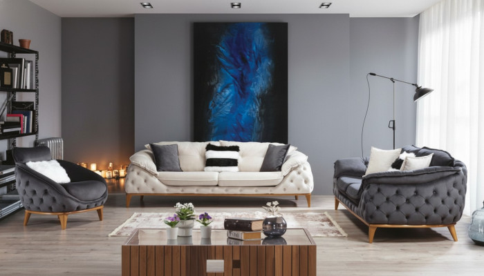Kanapa Chesterfield Trzyosobowa Podkładka Sofy Włókienniczy Skóra Sofa Kanapy Meble Nowość