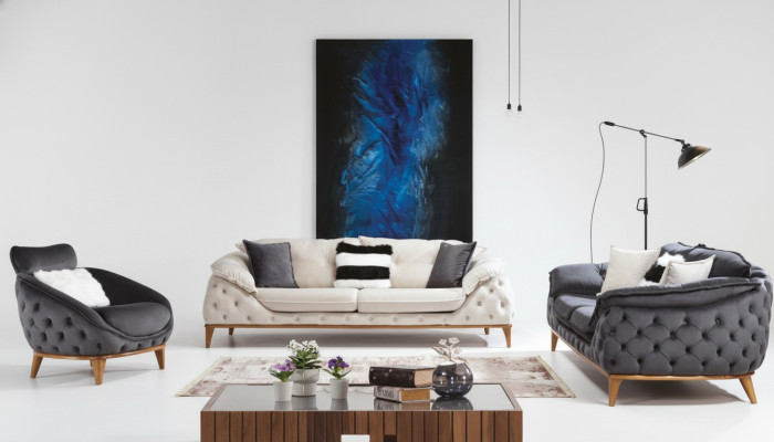 Kanapa Chesterfield Trzyosobowa Podkładka Sofy Włókienniczy Skóra Sofa Kanapy Meble Nowość