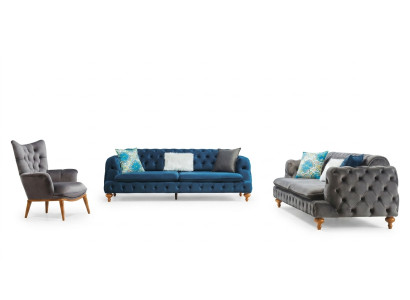 Zestaw sofowy Sofa 3+3+1 miejsce do siedzenia Chesterfield Fotel Meble Podkładka Zestaw Wielobarwny