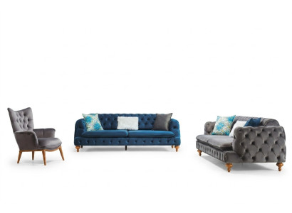 Fotel 1 miejsce siedzące Szary salon Włókienniczy Chesterfield w stylu włoskim
