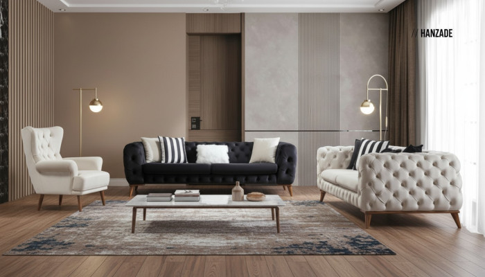 Fotel 1 miejsce siedzące Biały Salon Włókienniczy Design Chesterfield EarsFotel