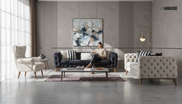 Sofa 3 miejsce do siedzenia Czarny Luxury Meble Chesterfield Sofa Bed Łóżko 3er