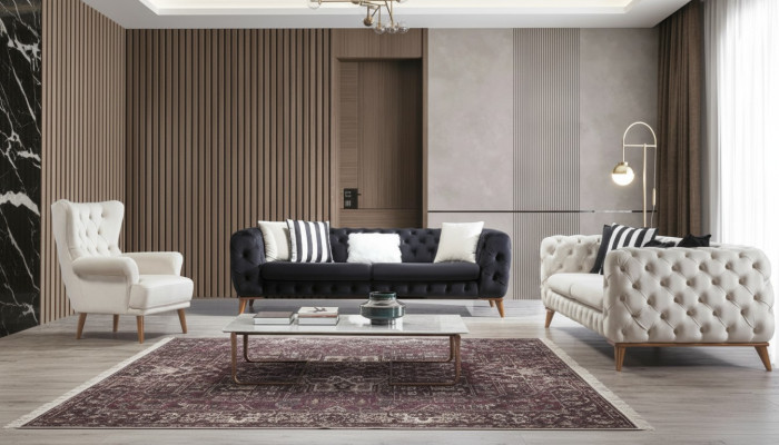 Sofa 3 miejsce do siedzenia Czarny Luxury Meble Chesterfield Sofa Bed Łóżko 3er