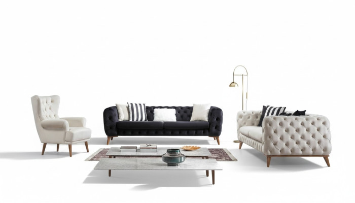 Sofa 3 miejsce do siedzenia Czarny Luxury Meble Chesterfield Sofa Bed Łóżko 3er