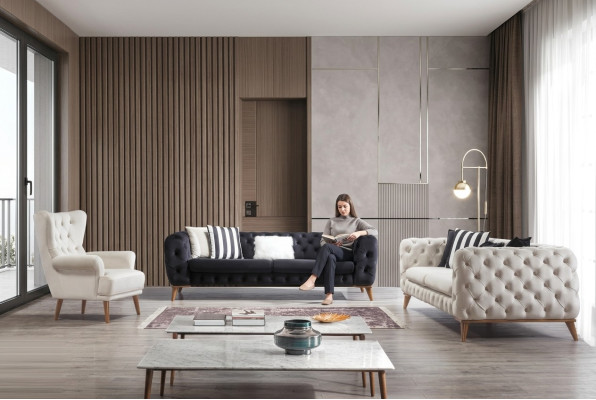 Sofa 3 miejsce do siedzenia Biały Luxury Meble Chesterfield Meble w stylu włoskim