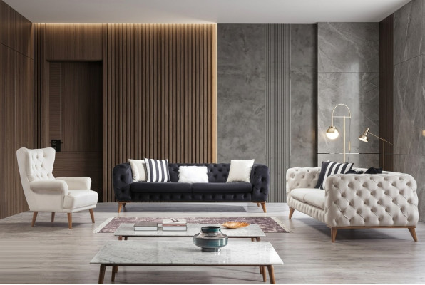 Sofa 3 miejsce do siedzenia Biały Luxury Meble Chesterfield Meble w stylu włoskim