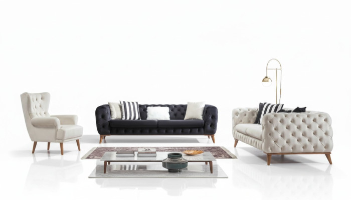 Sofa 3 miejsce do siedzenia Biały Luxury Meble Chesterfield Meble w stylu włoskim