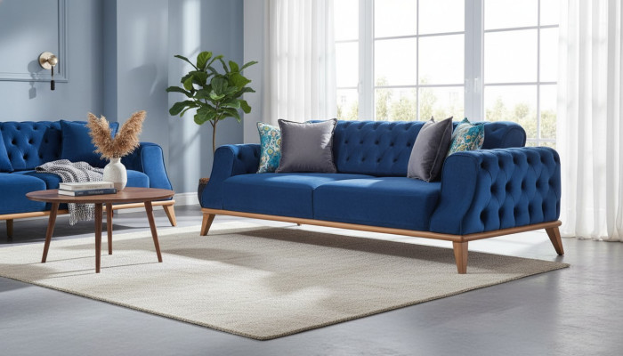 Sofa 3 miejsce do siedzenia Blue Living Room Classic Chesterfield Elegant Style
