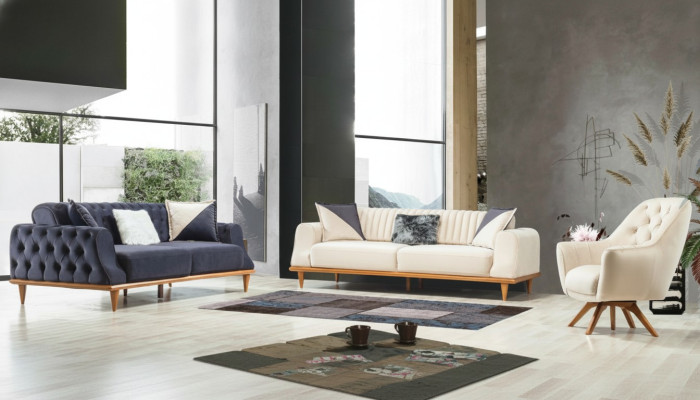 Sofa 3 miejsce do siedzenia Beżowy Salon Elegancki Design Chesterfield Włoski Styl