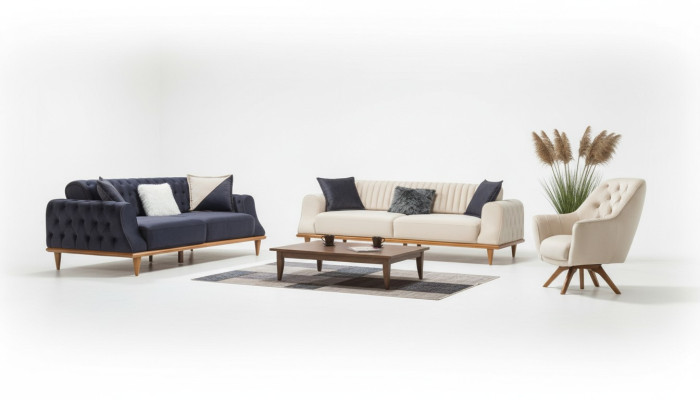 Sofa 3 miejsce do siedzenia Beżowy Salon Elegancki Design Chesterfield Włoski Styl