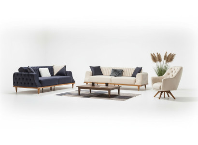 Sofa 3 miejsce do siedzenia Beżowy Salon Elegancki Design Chesterfield Włoski Styl