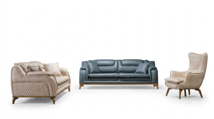 Sofa Beżowa 3 miejsce do siedzenia Salon Klasyczny Design Chesterfield Elegancki Styl Nowość