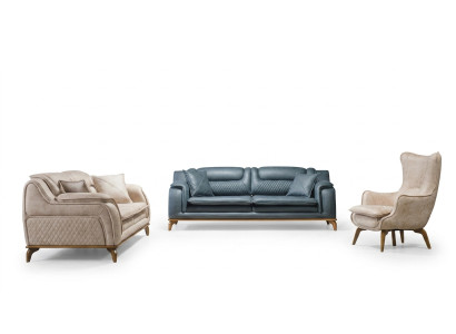 Sofa Beżowa 3 miejsce do siedzenia Salon Klasyczny Design Chesterfield Elegancki Styl Nowość