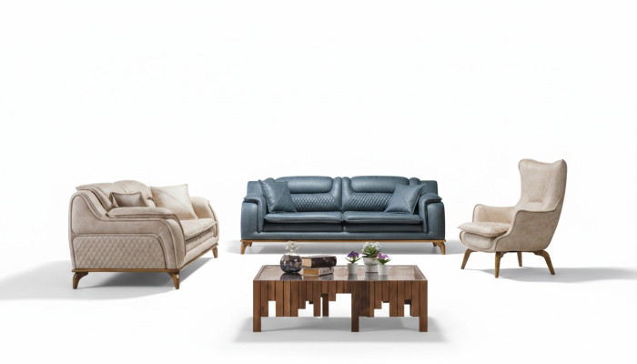 Sofa Blue 3 miejsce do siedzenia Salon Couch Design Chesterfield Italian Style Meble