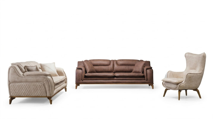 Sofa Brązowa 3 miejsce do siedzenia Salon Klasyczny Design Luksusowy Włoski Styl 3er