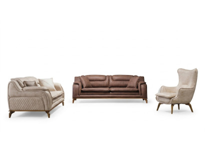 Sofa Brązowa 3 miejsce do siedzenia Salon Klasyczny Design Luksusowy Włoski Styl 3er