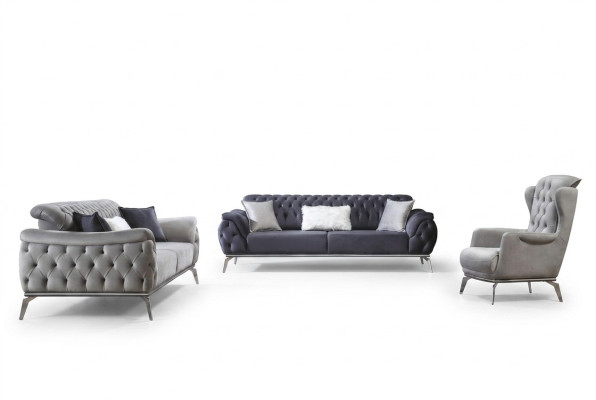 Zestaw sofowy 3+3+1 miejsce do siedzenia Blue Fotel Luksusowe meble Chesterfield