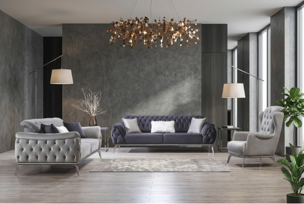 Sofa Blue 3 miejsce do siedzenia Salon Luksusowy design Chesterfield Italian