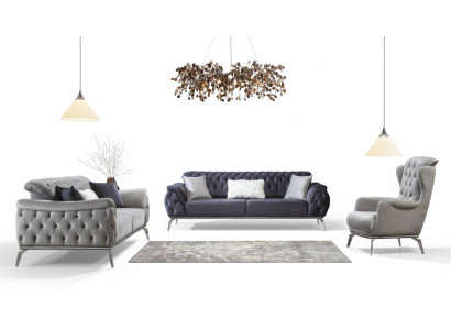 Sofa Blue 3 miejsce do siedzenia Salon Luksusowy design Chesterfield Italian