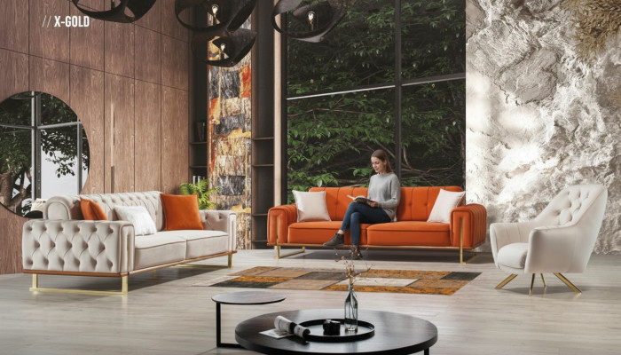 Luksusowe meble US Style Chesterfield Zestaw sofowy Sofa Wielokolorowa Sofa