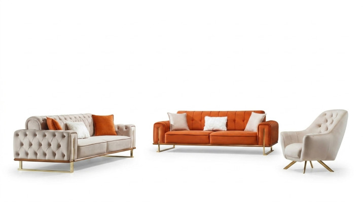 Luksusowe meble US Style Chesterfield Zestaw sofowy Sofa Wielokolorowa Sofa