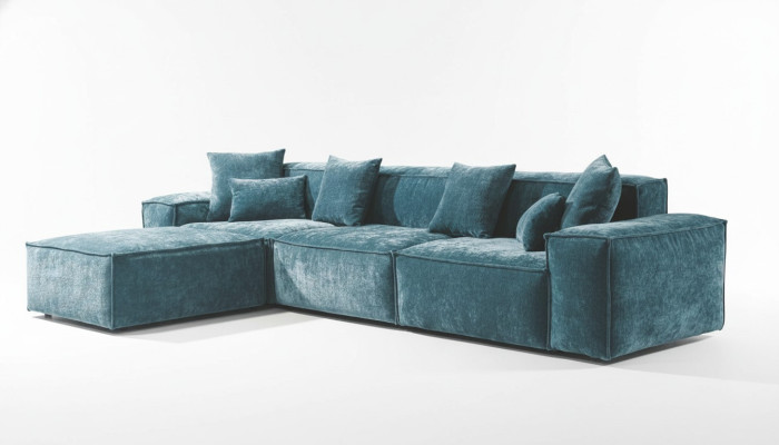 Narożnikowa kanapa Niebieski Salon Elegancki Narożny Design Zestaw mebli narożnych