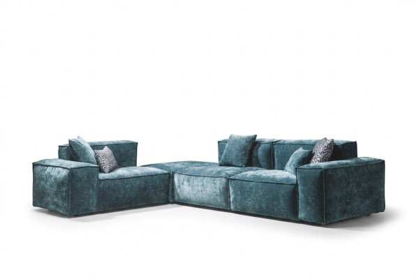 Narożnikowa kanapa L - Shape Blue Żywy krajobraz Design Couches Meble Sofa Couch