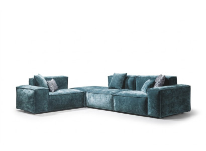 Narożnikowa kanapa L - Shape Blue Żywy krajobraz Design Couches Meble Sofa Couch