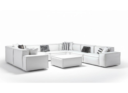 Narożnikowa kanapa Kształt U Biały Żywy krajobraz Couch Podkładka Zestaw narożny Zestaw narożny Sofa